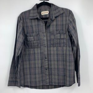 Mischen womens Large blouse button front plaid